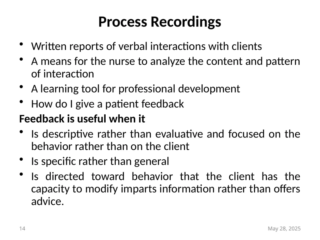 Therapeutic Communication in Psychiatric Nursing - slide 14 of 16