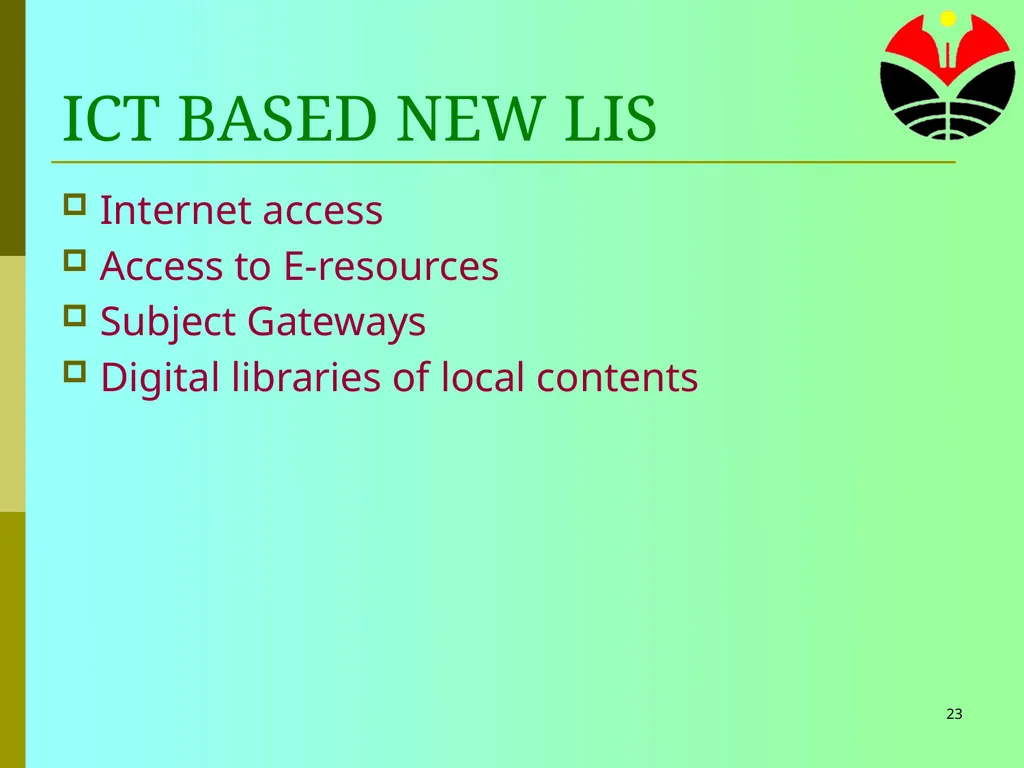 1 ICT for Library and Information Services Tim - slide 23 of 29