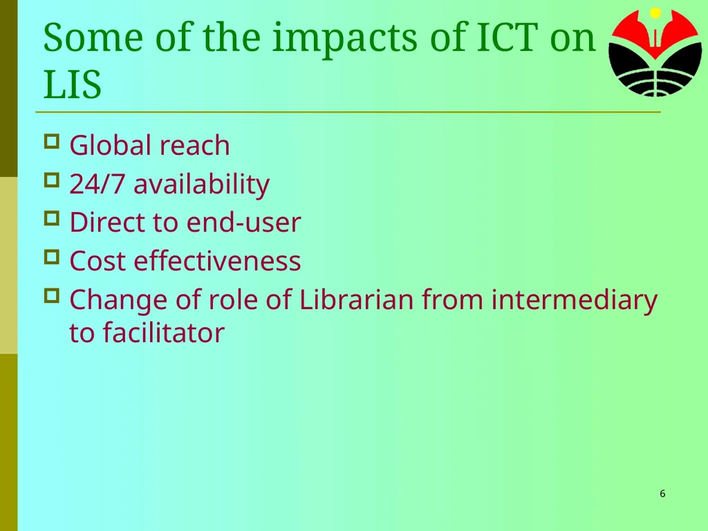 1 ICT for Library and Information Services Tim - slide 6 of 29