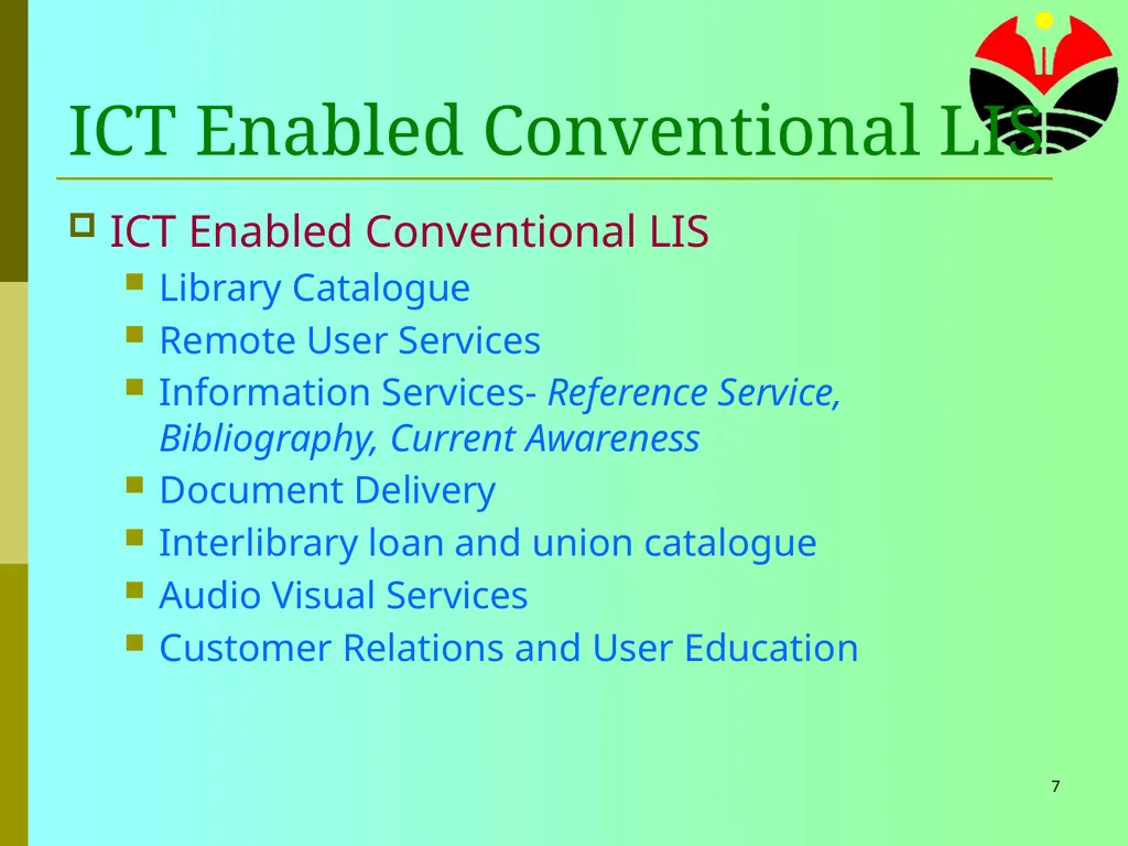 1 ICT for Library and Information Services Tim - slide 7 of 29