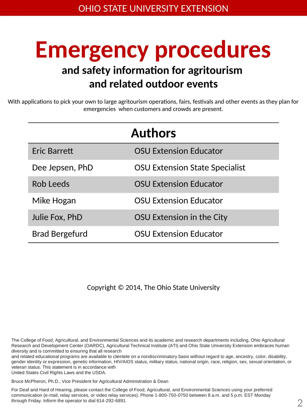Emergency procedures and safety information for - slide 2 of 16