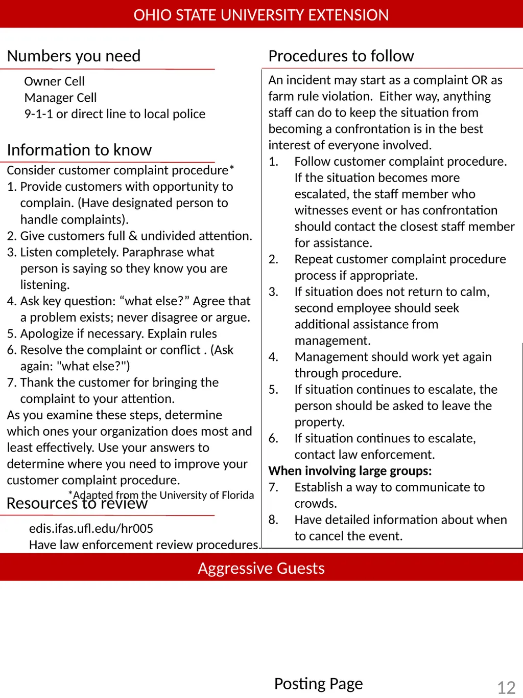 Emergency procedures and safety information for - slide 12 of 16