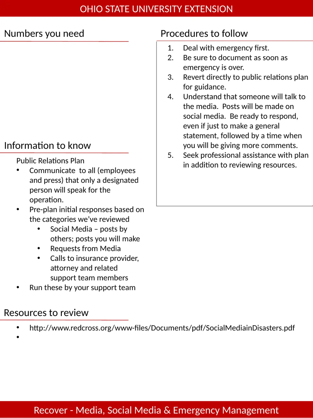 Emergency procedures and safety information for - slide 14 of 16