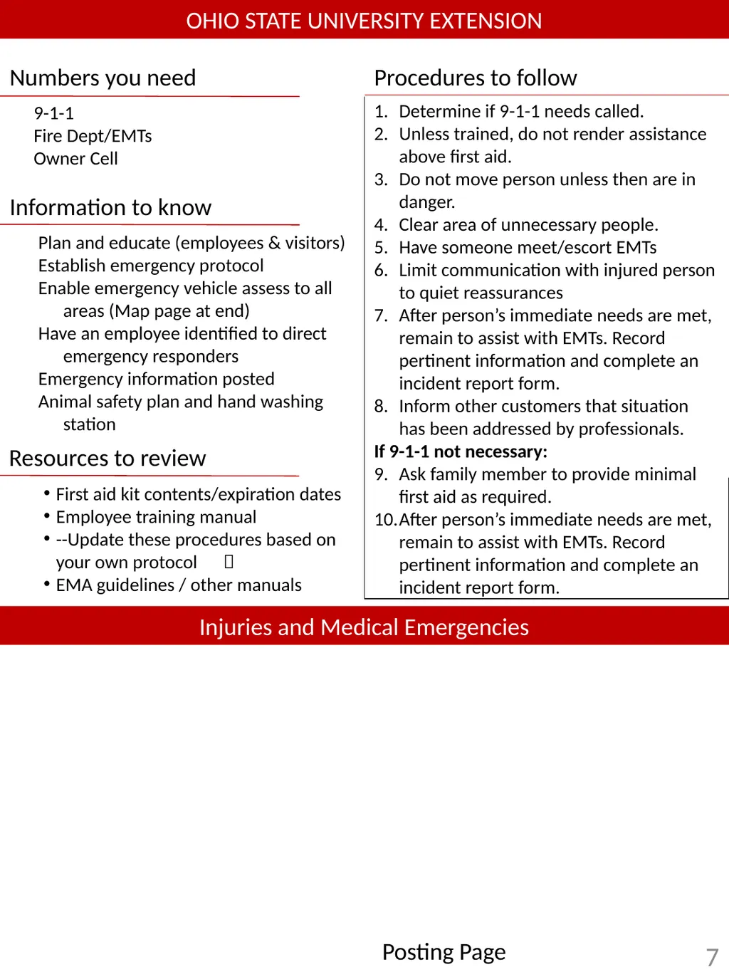 Emergency procedures and safety information for - slide 7 of 16