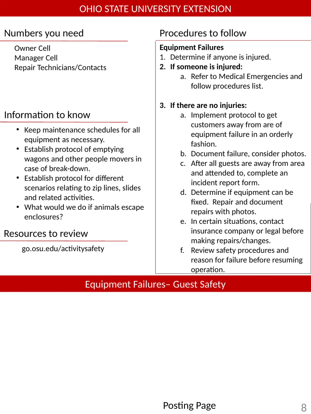 Emergency procedures and safety information for - slide 8 of 16