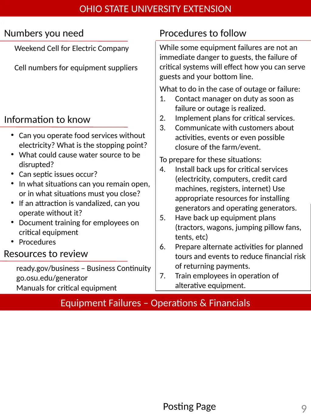 Emergency procedures and safety information for - slide 9 of 16