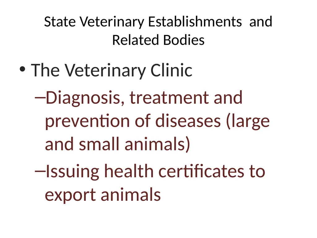 VCH 602 : ORGANIZATION AND REGULATION OF - slide 9 of 21