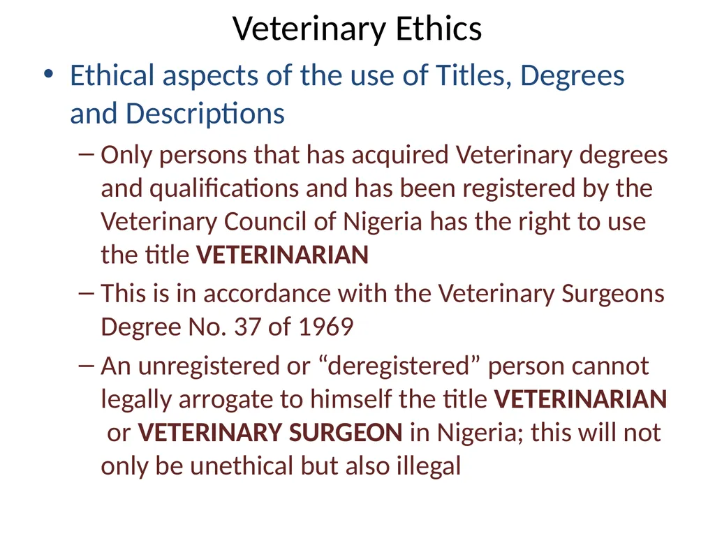 VCH 602 : ORGANIZATION AND REGULATION OF - slide 18 of 21
