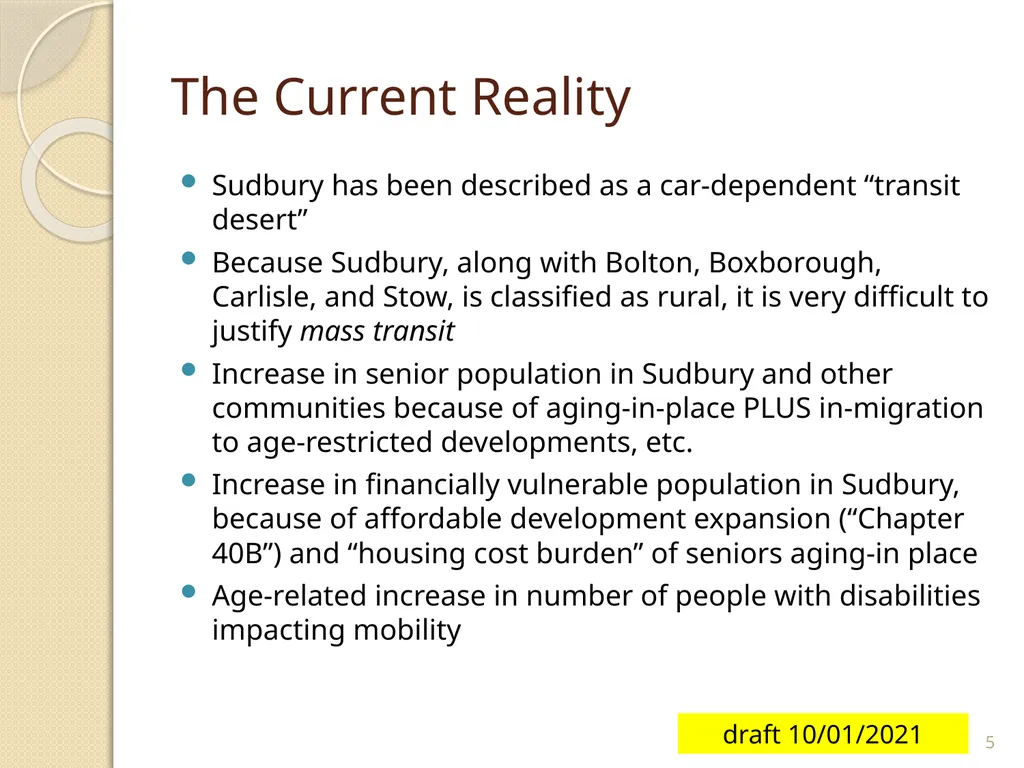 GoSudbury! Transportation Update to Select Board, - slide 5 of 26