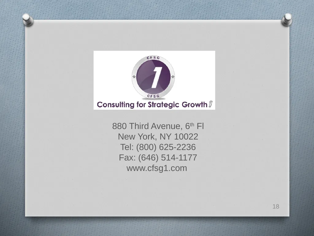 Deliver your company's story to investment and - slide 18 of 18