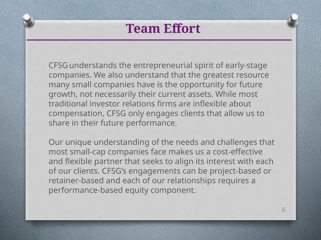 Deliver your company's story to investment and - slide 6 of 18