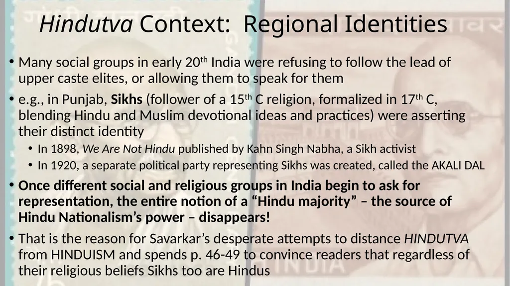 Savarkar and Hindutva Savarkar: An Introduction - slide 11 of 14