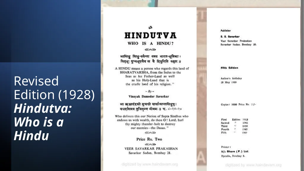 Savarkar and Hindutva Savarkar: An Introduction - slide 7 of 14
