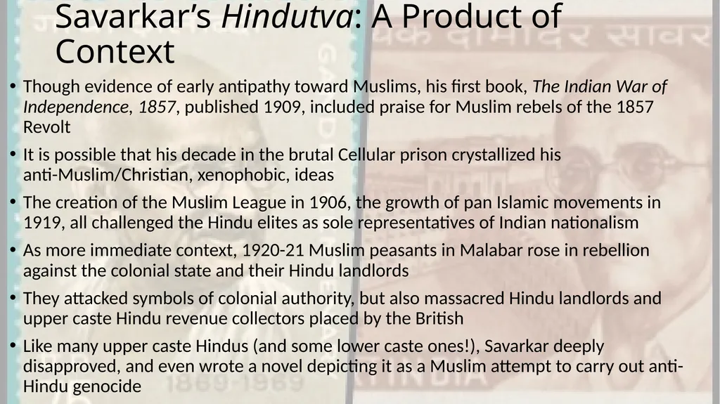 Savarkar and Hindutva Savarkar: An Introduction - slide 9 of 14