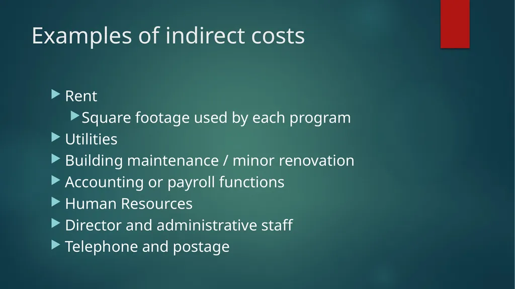 Identifying and Classifying Costs for Indirect - slide 16 of 29