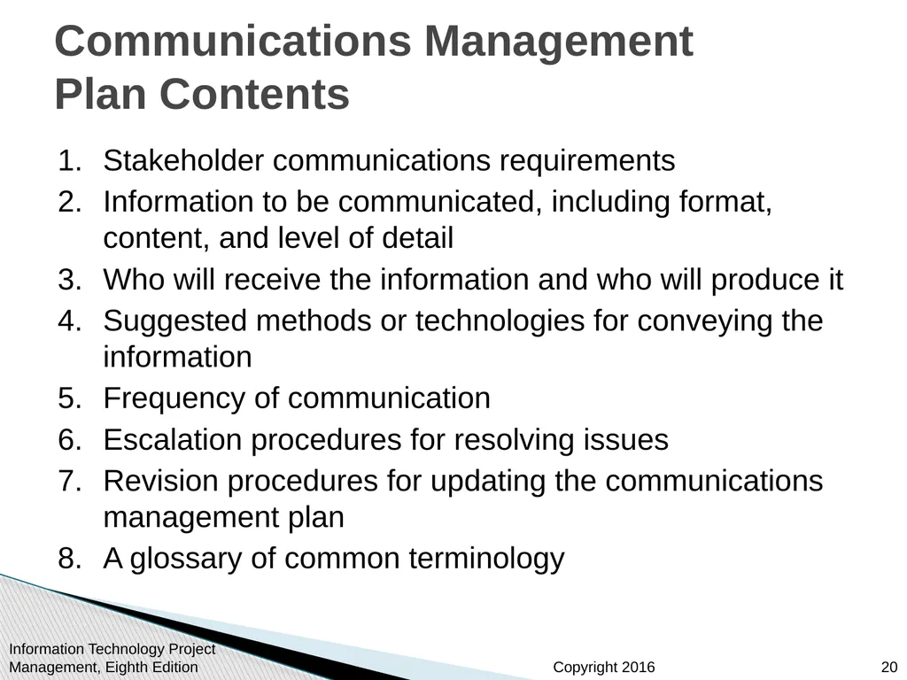 Chapter 10: Project Communications Management - slide 20 of 46
