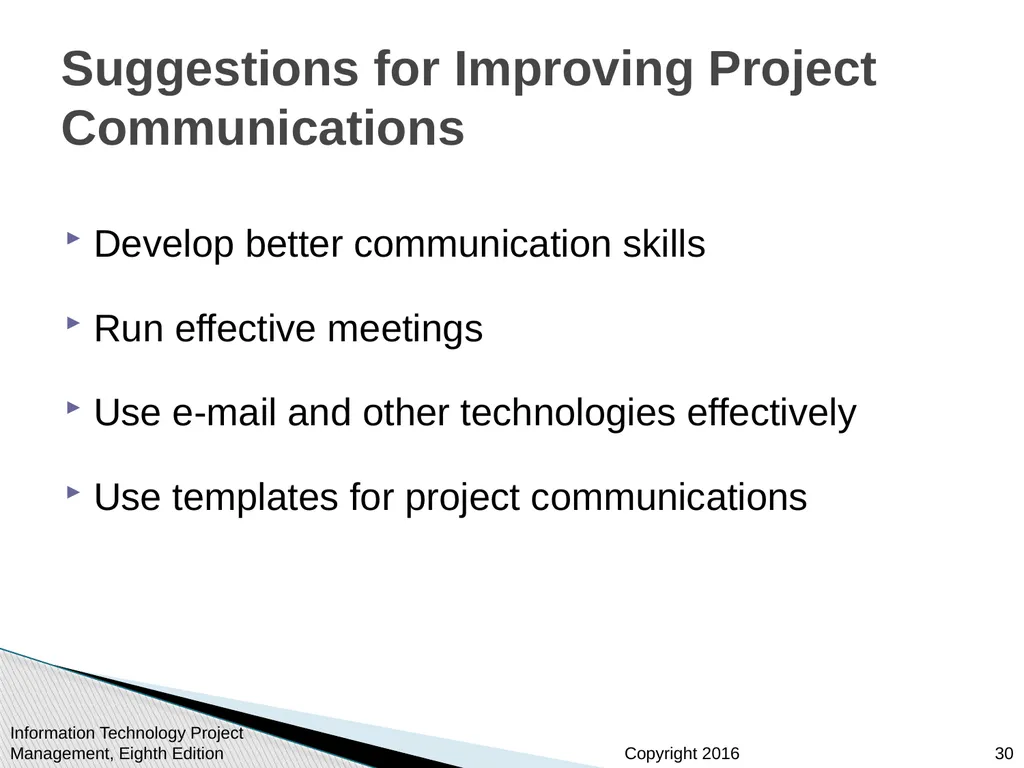 Chapter 10: Project Communications Management - slide 30 of 46
