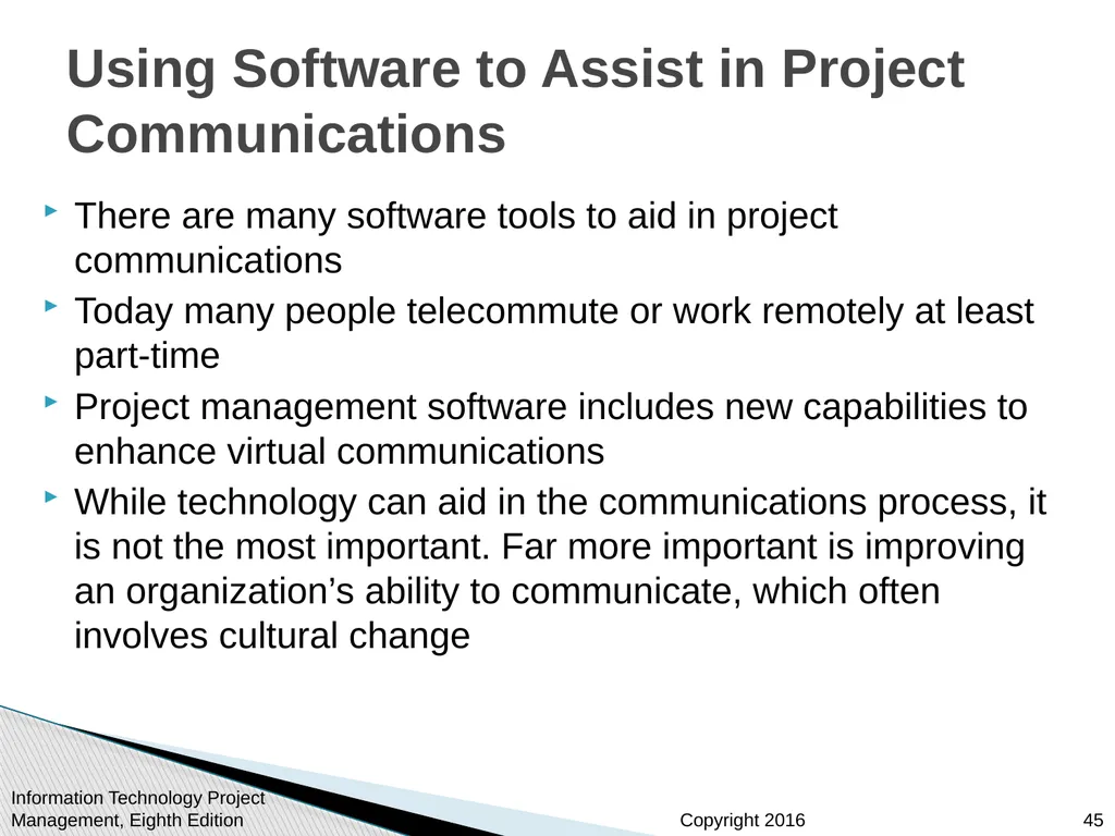 Chapter 10: Project Communications Management - slide 45 of 46