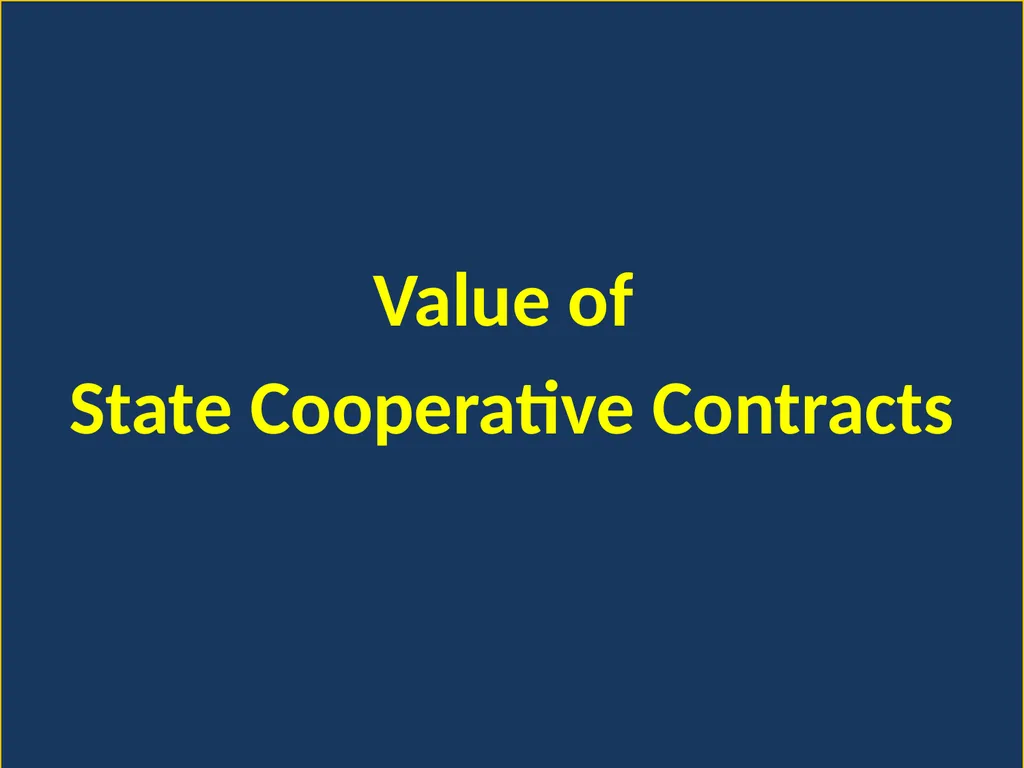 Value of State Cooperative Contracts Letter From