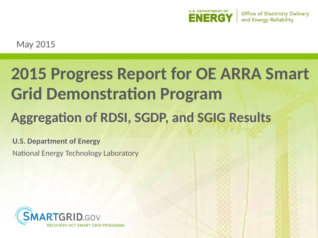 2015 Progress Report for OE ARRA Smart Grid - slide 1 of 37