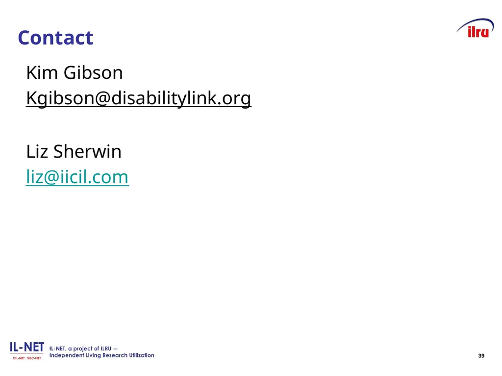 Independent Living Research Utilization - slide 38 of 40
