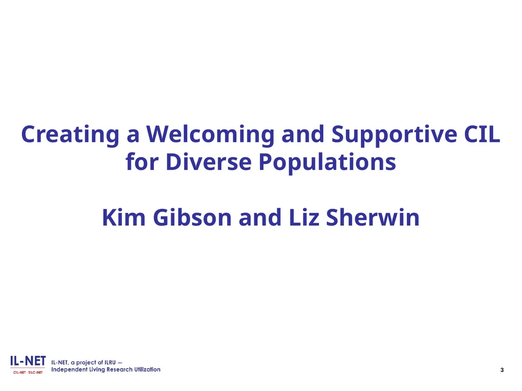 Independent Living Research Utilization - slide 2 of 40