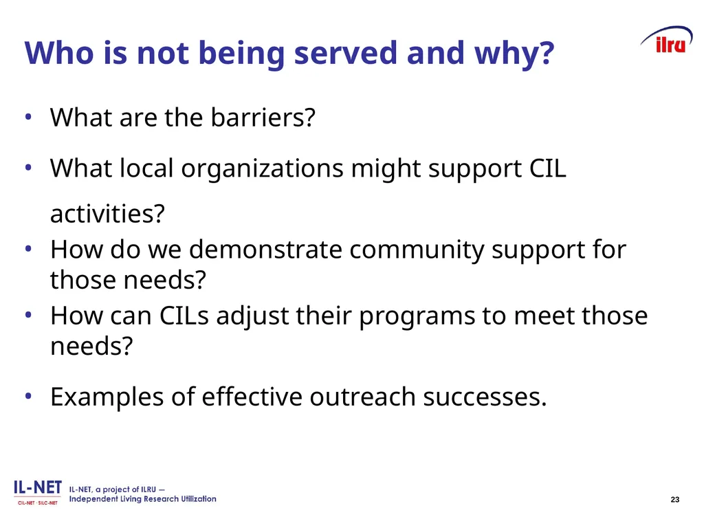 Independent Living Research Utilization - slide 22 of 40