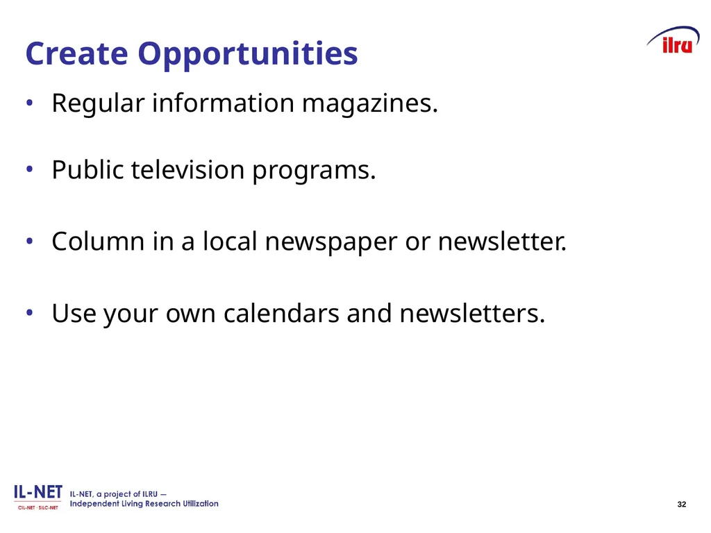 Independent Living Research Utilization - slide 31 of 40