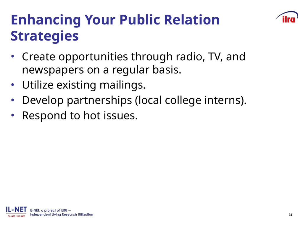 Independent Living Research Utilization - slide 30 of 40