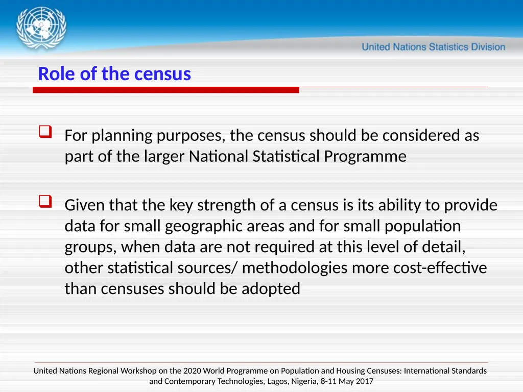 Session 4 Census planning and management UNSD - slide 6 of 27