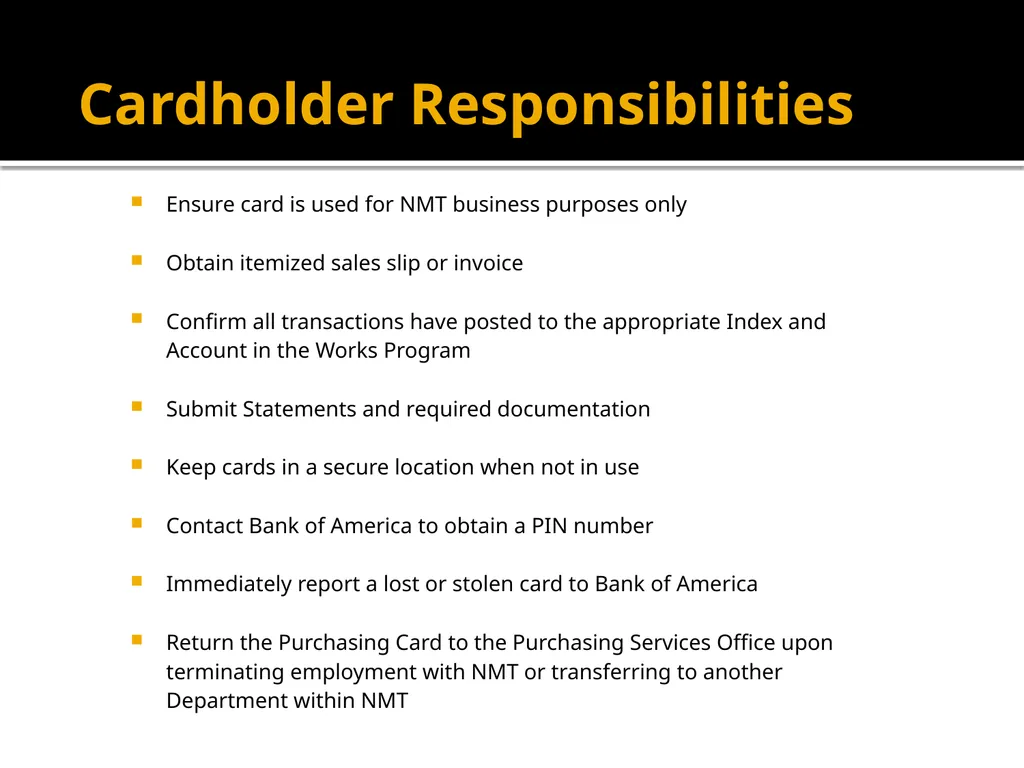 Purchasing Card & Gas Card Training October 8, - slide 7 of 23