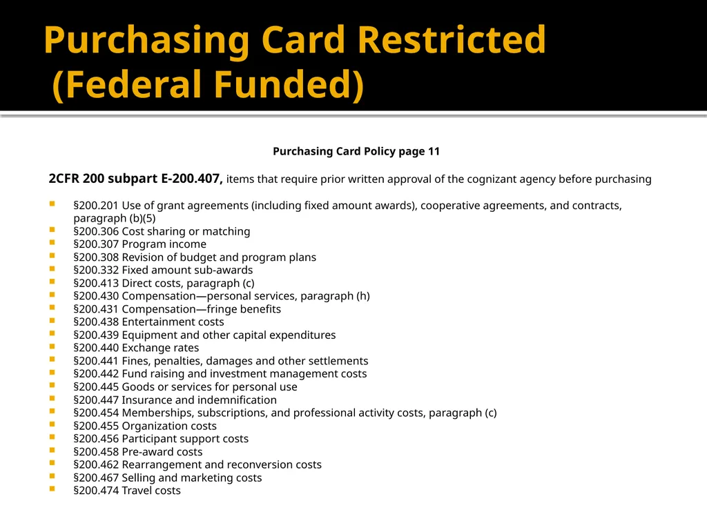 Purchasing Card & Gas Card Training October 8, - slide 13 of 23