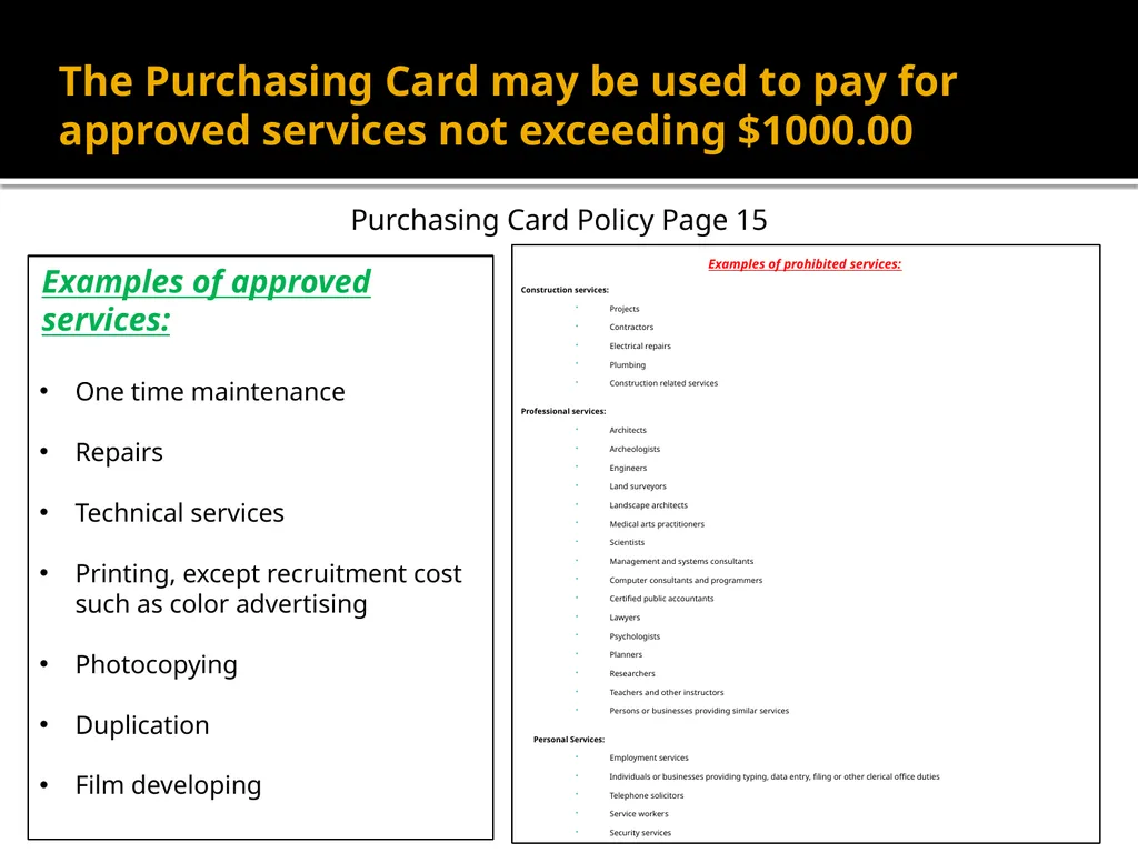 Purchasing Card & Gas Card Training October 8, - slide 12 of 23