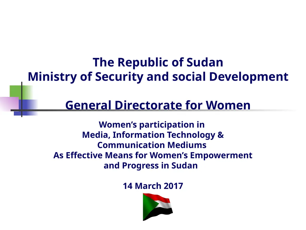 The Republic of Sudan Ministry of Security and - slide 1 of 30