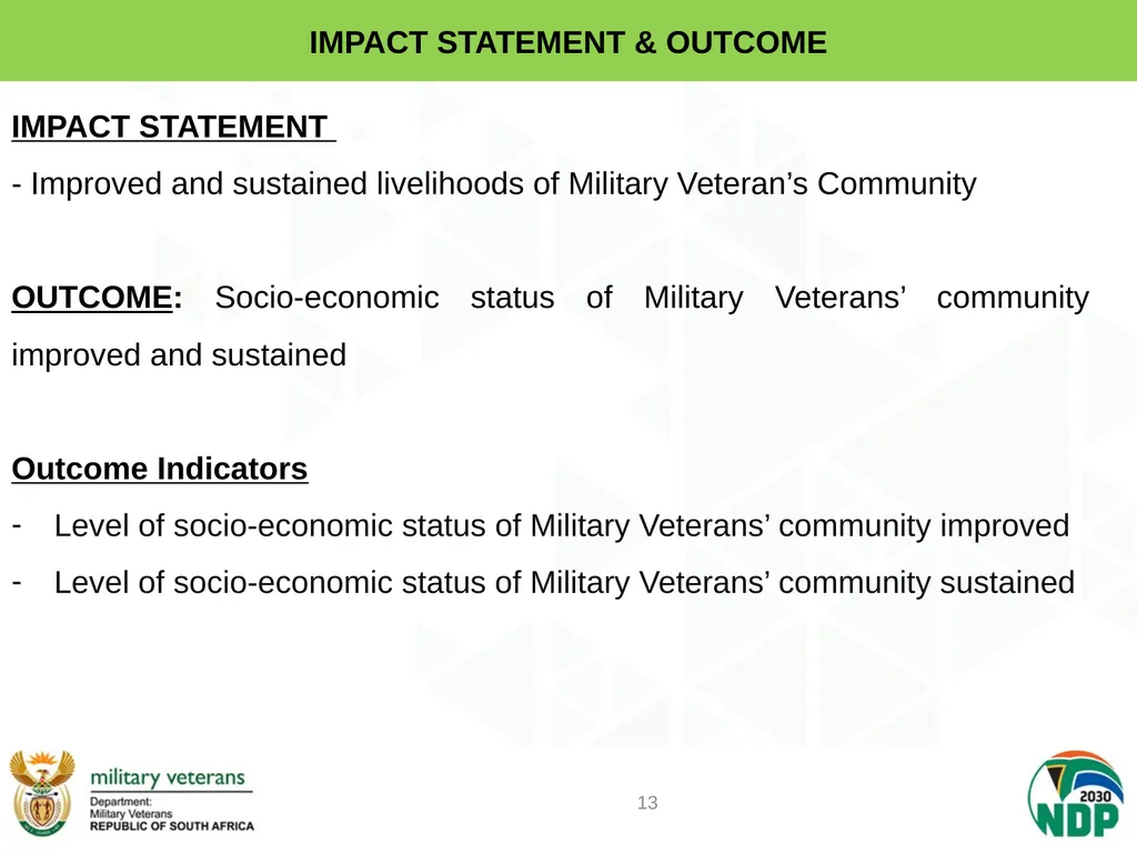 PRESENTATION TO PCD&MV DEPARTMENT OF MILITARY - slide 13 of 68