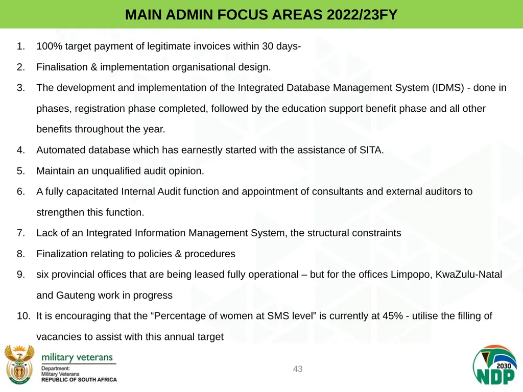 PRESENTATION TO PCD&MV DEPARTMENT OF MILITARY - slide 43 of 68