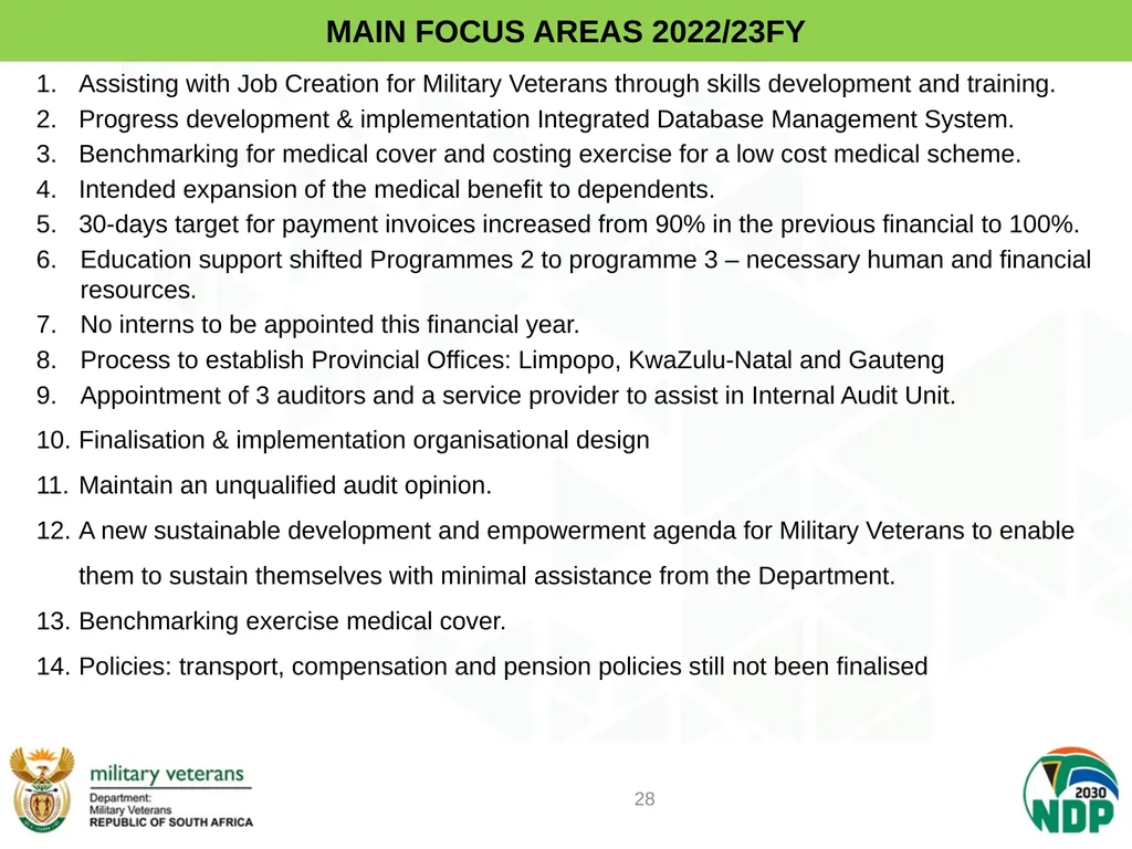 PRESENTATION TO PCD&MV DEPARTMENT OF MILITARY - slide 28 of 68