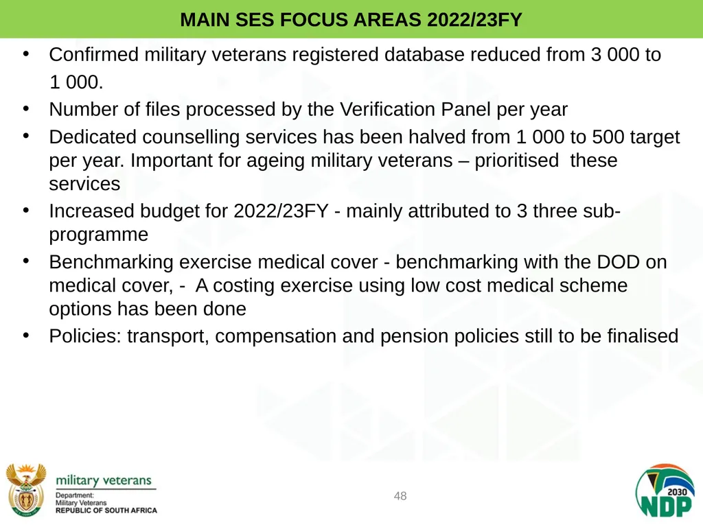 PRESENTATION TO PCD&MV DEPARTMENT OF MILITARY - slide 48 of 68