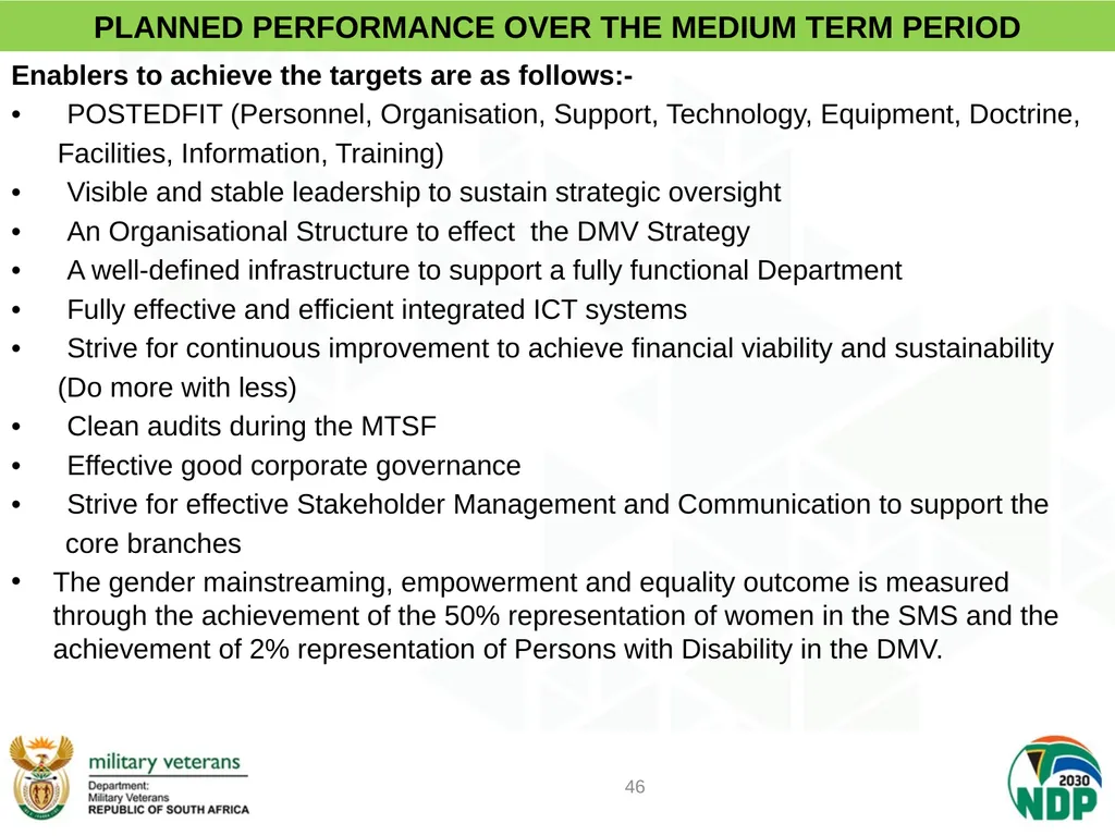 PRESENTATION TO PCD&MV DEPARTMENT OF MILITARY - slide 46 of 68