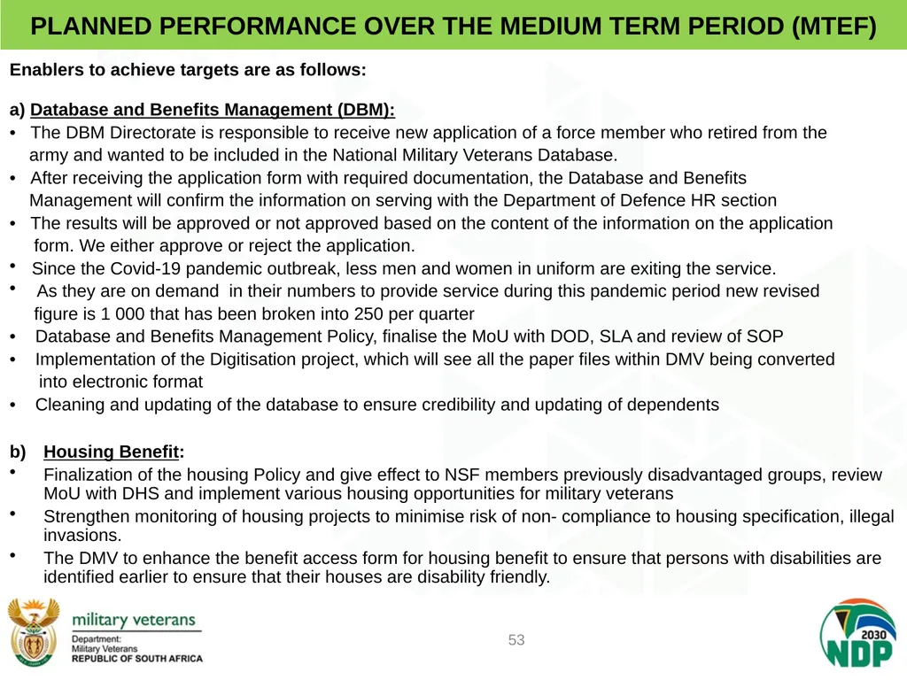PRESENTATION TO PCD&MV DEPARTMENT OF MILITARY - slide 53 of 68