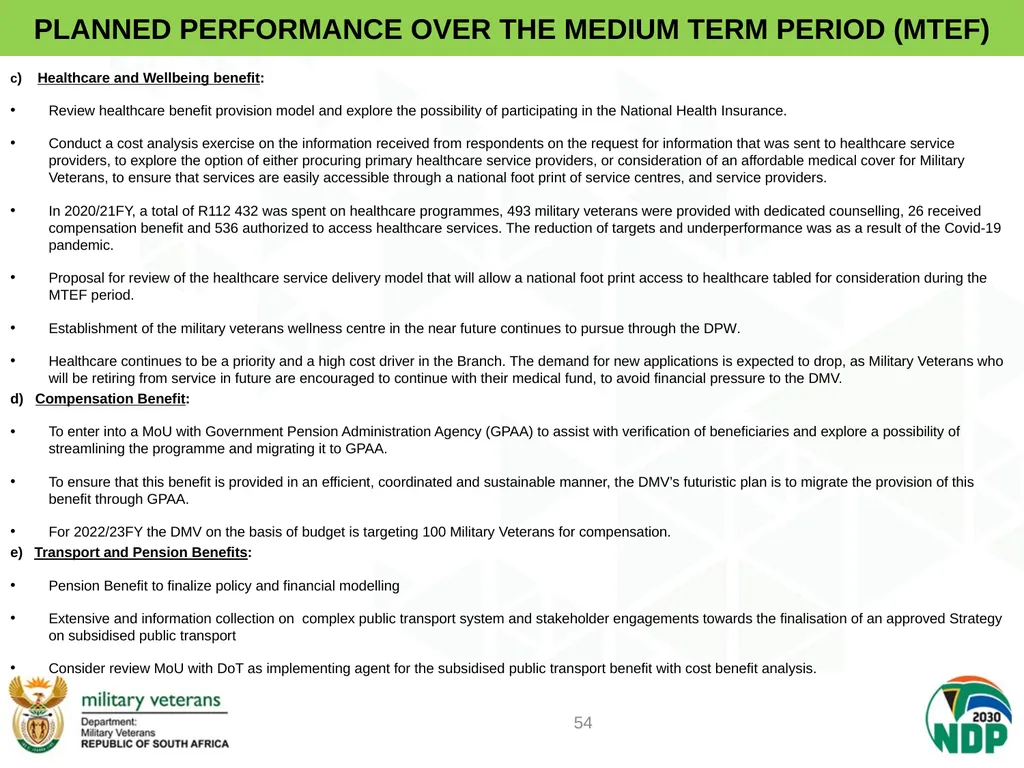 PRESENTATION TO PCD&MV DEPARTMENT OF MILITARY - slide 54 of 68