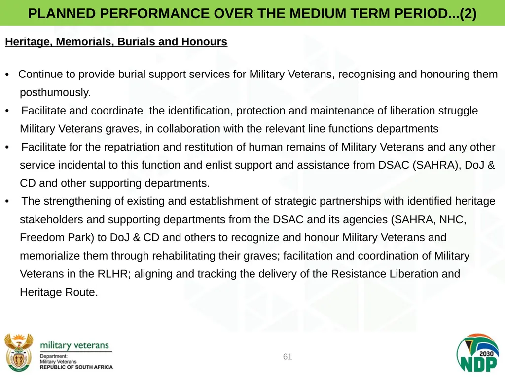 PRESENTATION TO PCD&MV DEPARTMENT OF MILITARY - slide 61 of 68