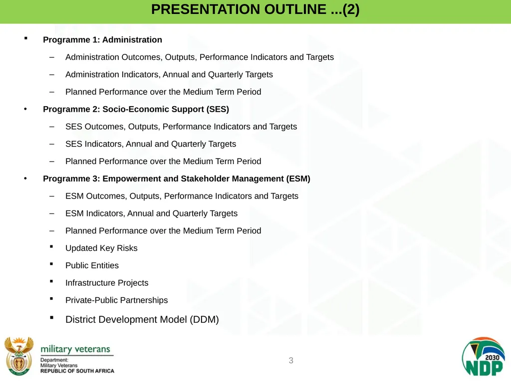 PRESENTATION TO PCD&MV DEPARTMENT OF MILITARY - slide 3 of 68
