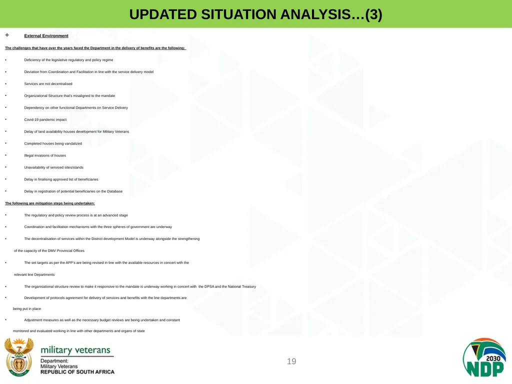 PRESENTATION TO PCD&MV DEPARTMENT OF MILITARY - slide 19 of 68