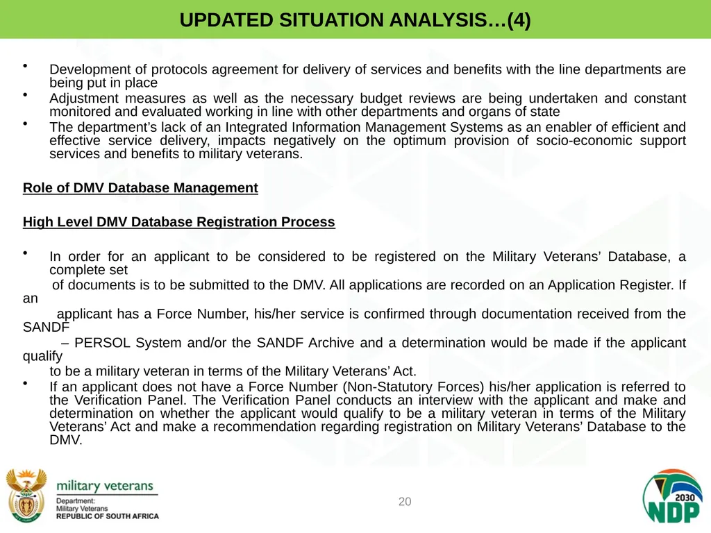 PRESENTATION TO PCD&MV DEPARTMENT OF MILITARY - slide 20 of 68