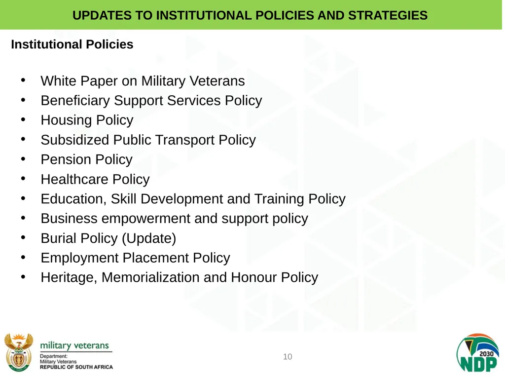 PRESENTATION TO PCD&MV DEPARTMENT OF MILITARY - slide 10 of 68