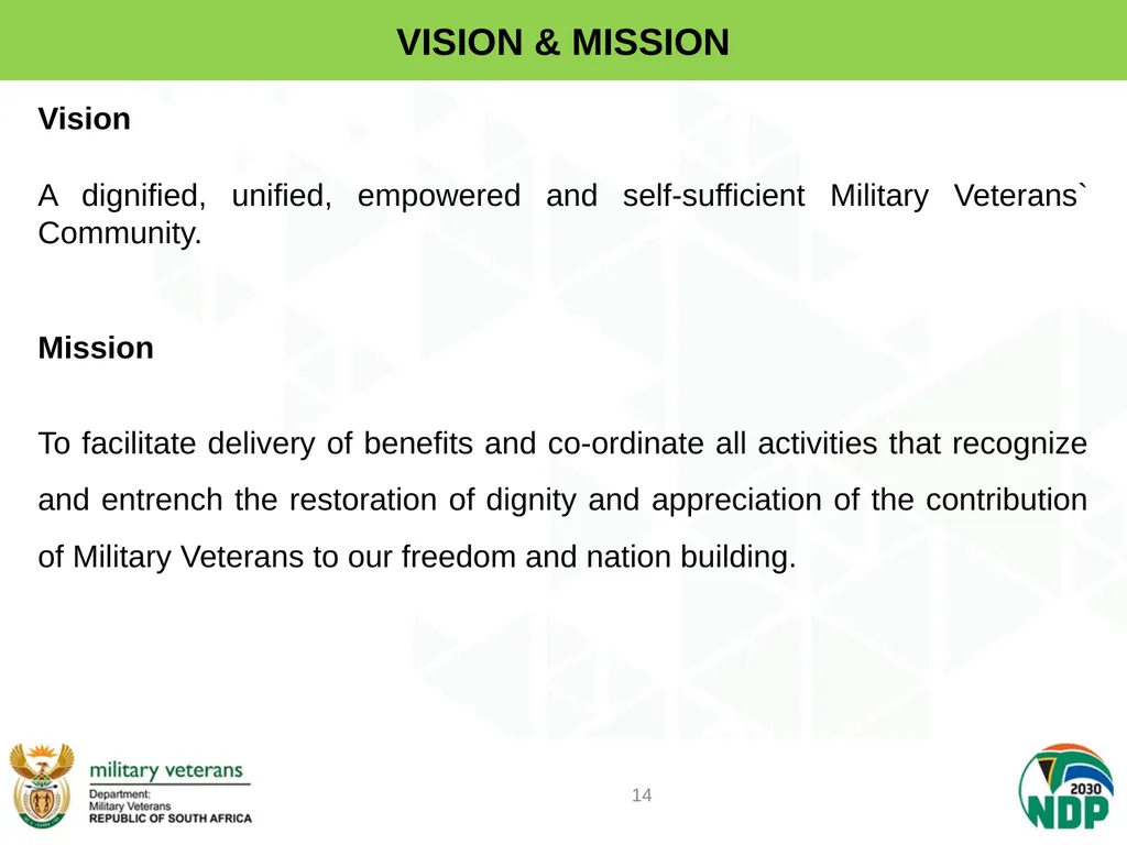 PRESENTATION TO PCD&MV DEPARTMENT OF MILITARY - slide 14 of 68