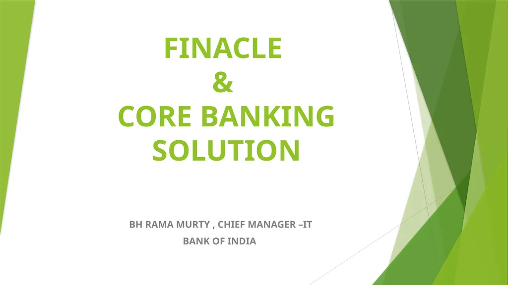 FINACLE & CORE BANKING SOLUTION BH RAMA MURTY ,