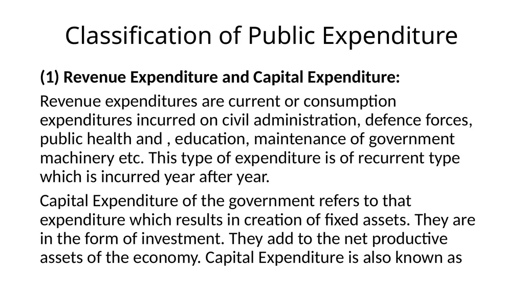 Public Expenditure Expenses incurred by the public - slide 10 of 26