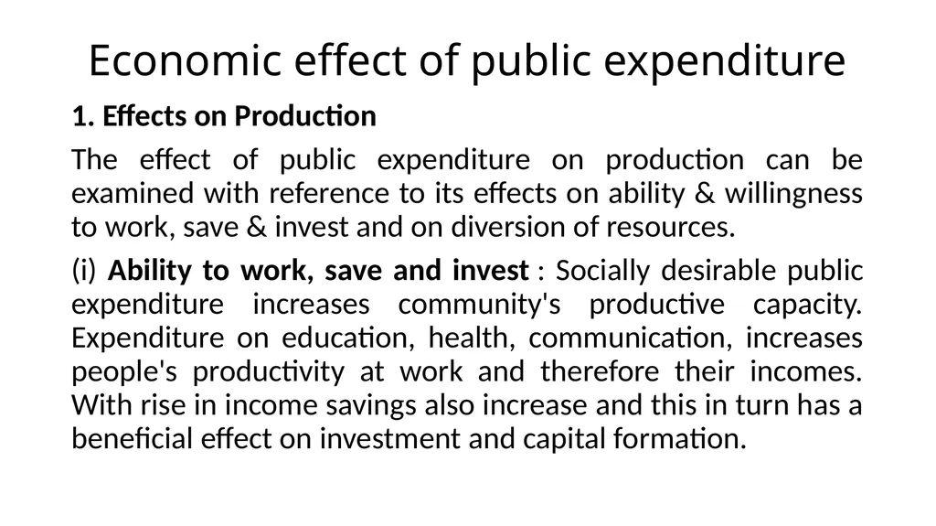 Public Expenditure Expenses incurred by the public - slide 19 of 26